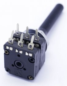 Stereo Carbon Pot Log - 470k-0,2w Drehpoti Stereo Logarith 6mm Ø0,2w, L=45mm, A=m10 X 0,75,