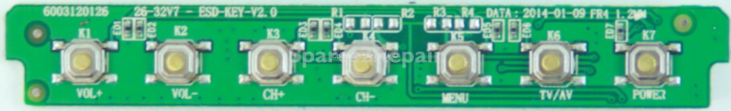 JVC LT-32C360 - Buttons - 6003120126 - 26-32V7-ESD-KEY-V2.0 (Without Plastic)