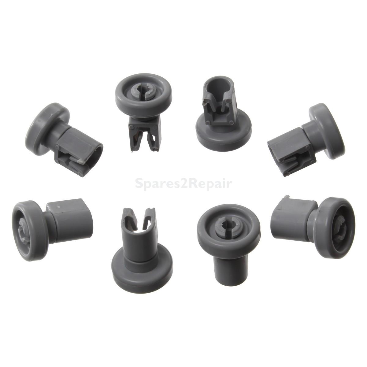 Compatible for AEG, Arthur Martin, Electrolux, Privileg, Rex, Zanussi ZDT6255, JLDWW1201, ESL6115, ZSF6128, ZSF6120 Type Grey Upper Basket Wheel (Pack of 8)