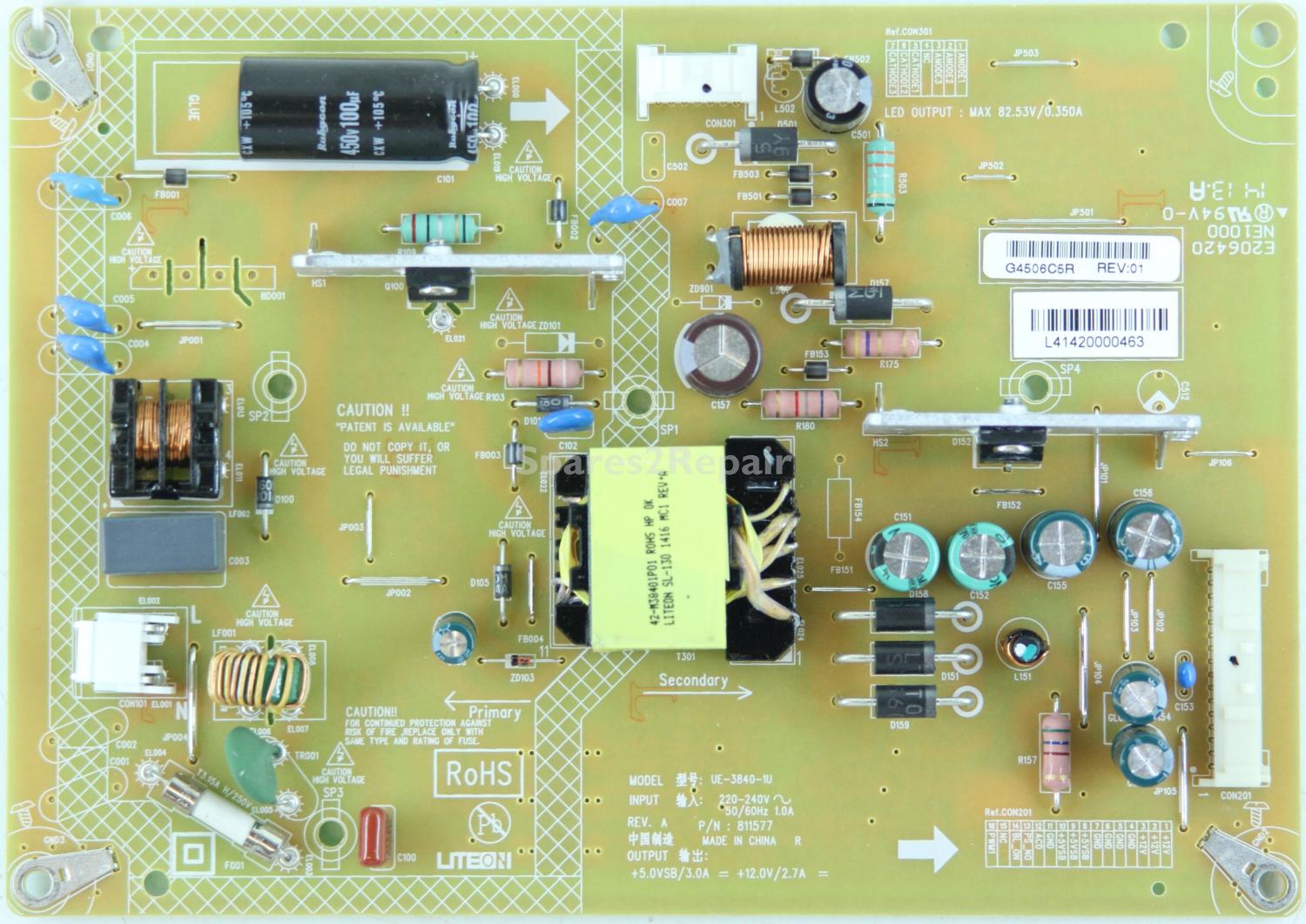 Toshiba 32L2433DG - PSU - UE-3840-1U - REV:01 - 811577 - REV. A