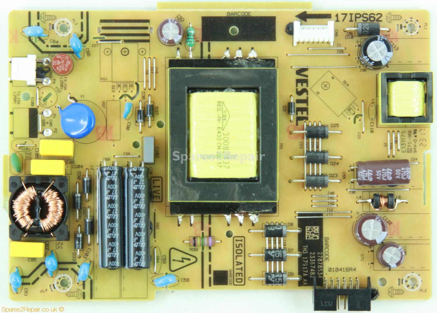 Toshiba 32L3753DB - Power Supply - 23367482 - 17IPS62 - 010416R4