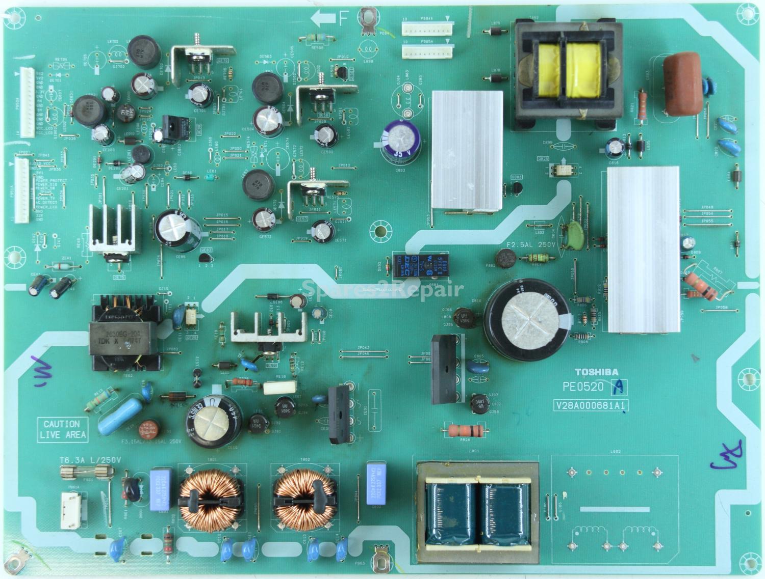 Toshiba 42AV505D - PSU - PE0520 A - V28A000681A1 - V28A000682A0 - E-568