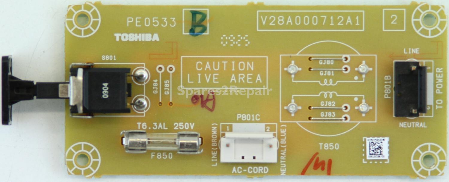 Toshiba 32AV635D - Power Button - PE0533 B - V28A000712A1