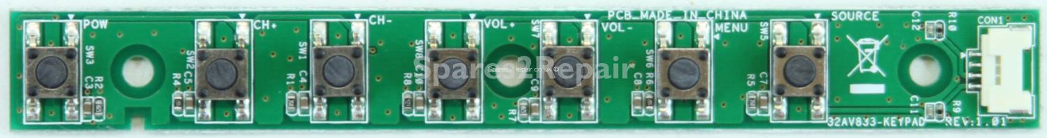 Toshiba 32EL833B - Buttons - 32AV833-KEYPAD - REV:1.01 - 60EB40K02A01P